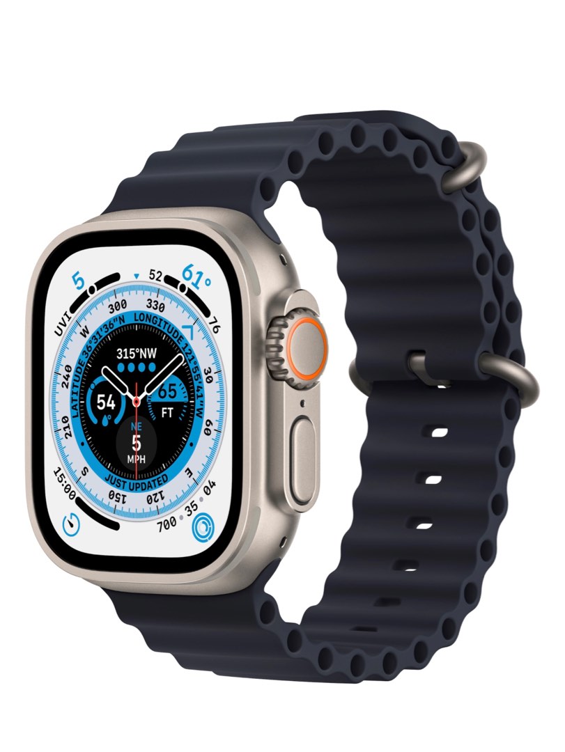 全新Apple Watch Ultra 午夜暗色海洋錶帶(GPS + 流動網絡), 手提電話