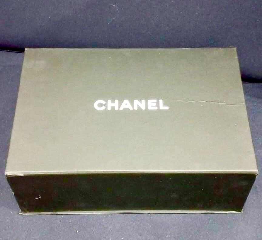Authentic Chanel Box (for Bags) (Category: Storage Boxes & Baskets) located in Imus. Submitted by vanity_cravings (Listing ID 1191841095, Image 2). Description: Authentic Chanel Bag Box -with bag tissues Dimensions when laid flat: L - 8 1/2” / 22cm W - 12 1/2” / 32cm H - 5” / 13cm .