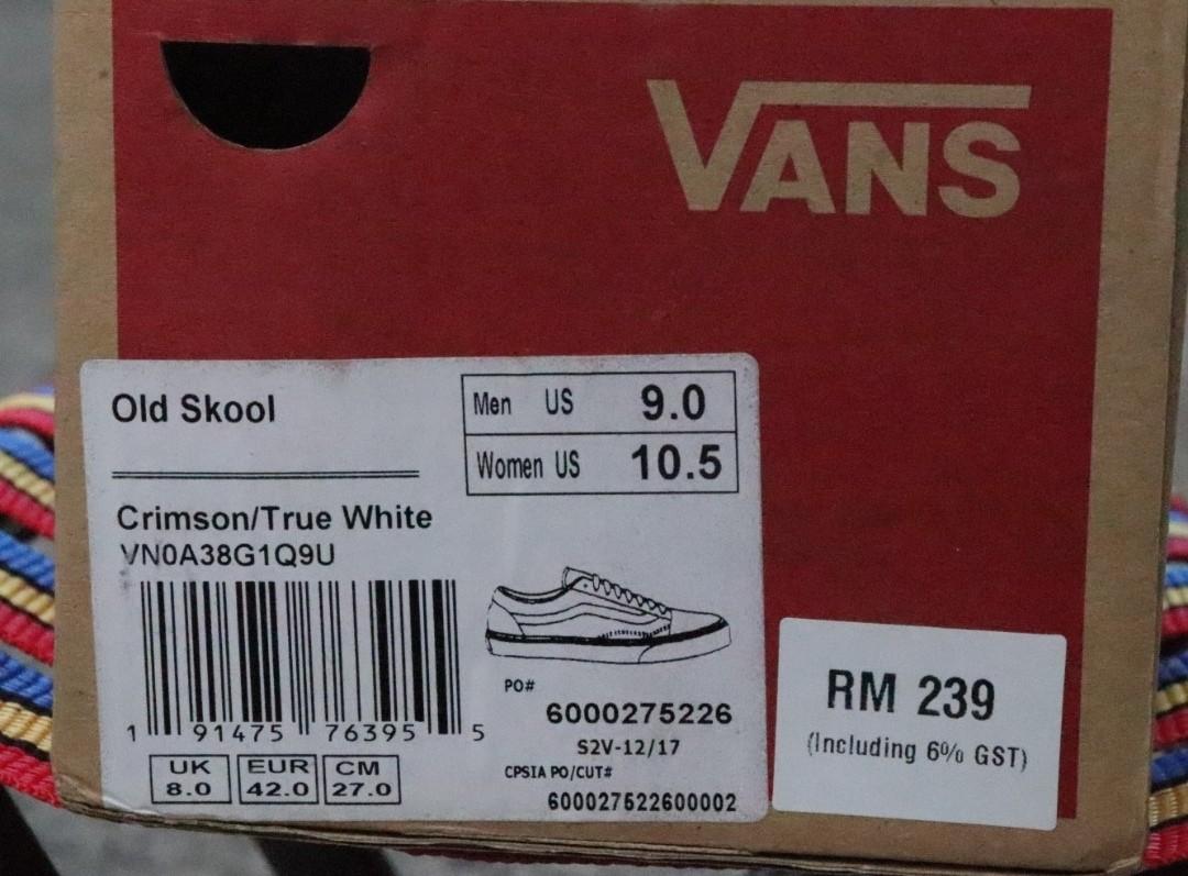 Vans old skool crimson & true white shoes top