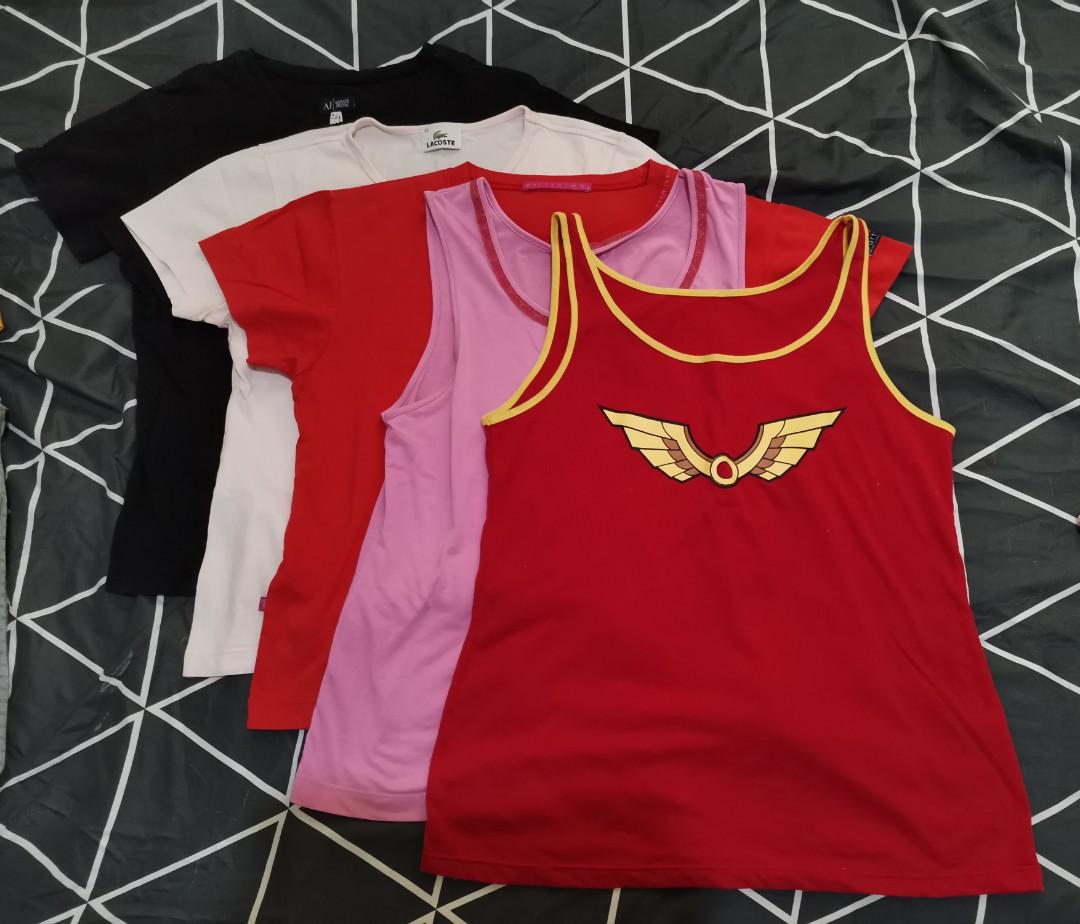 Bundle Tshirt Shirt Sando Pambahay Pangbahay (Category: Undergarments & Loungewear) located in Angadanan. Submitted by allydeclutters (Listing ID 1191762845, Image 1). Description: Get All for ₱250 Black Armani Jeans Shirt 10/10 overall condition Dimension (in): L21.5 W16 Size: S-L Flaw: none Pink Lacoste Shirt 9.8/10 overall condition Dimension (in): L21.5 W16 Size: S-L Flaw: has minimal stains Red Particles Shirt 10/10 overall condition Dimensi