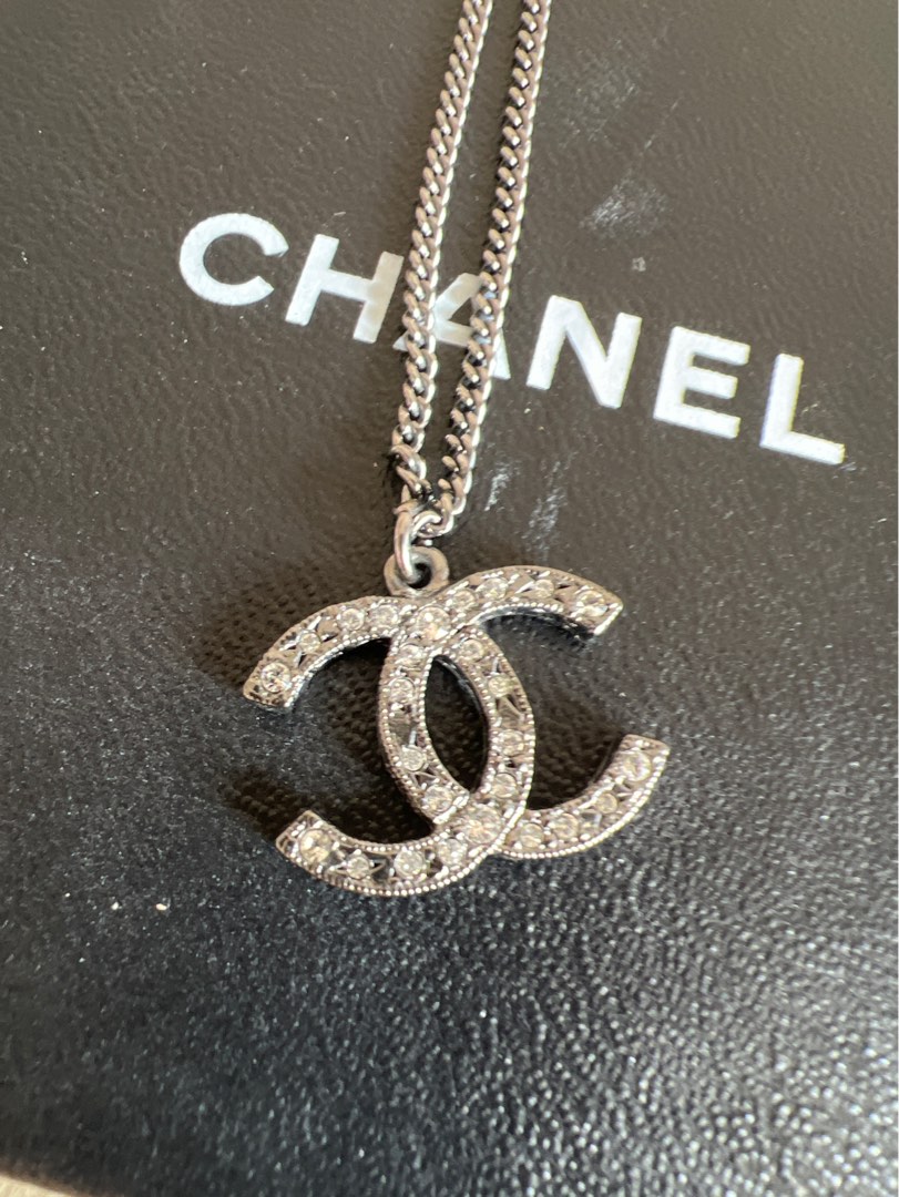 Chanel Black tone CC Crystal Necklace Luxury Accessories on