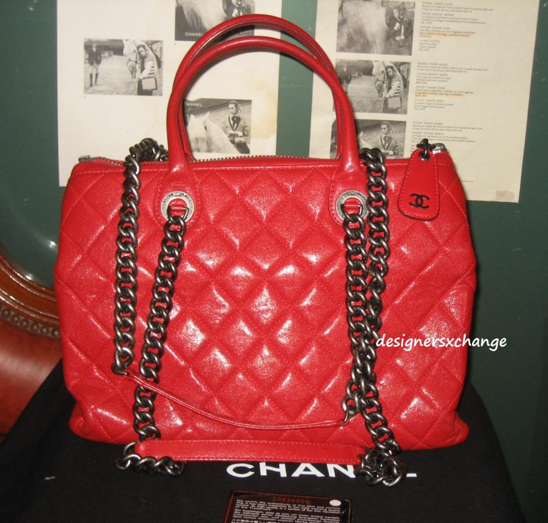 Chanel red tote bag hot sale