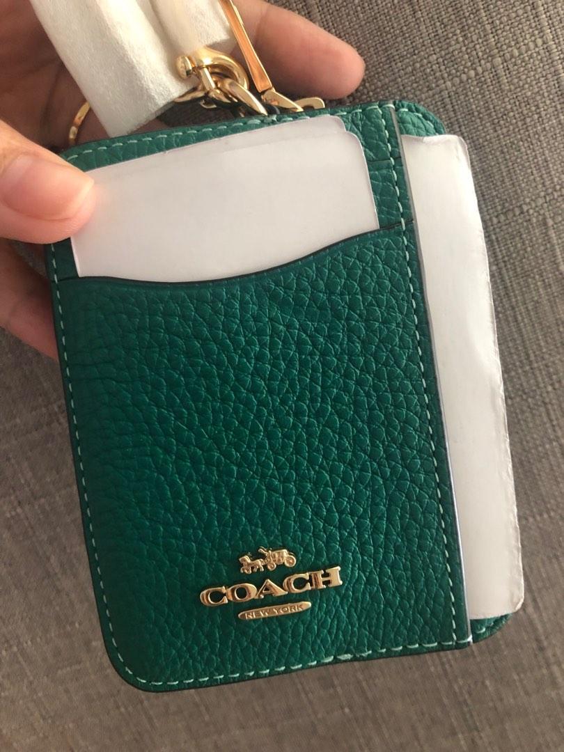 Coach zip card case bright jade, Women's Fashion, Bags & Wallets