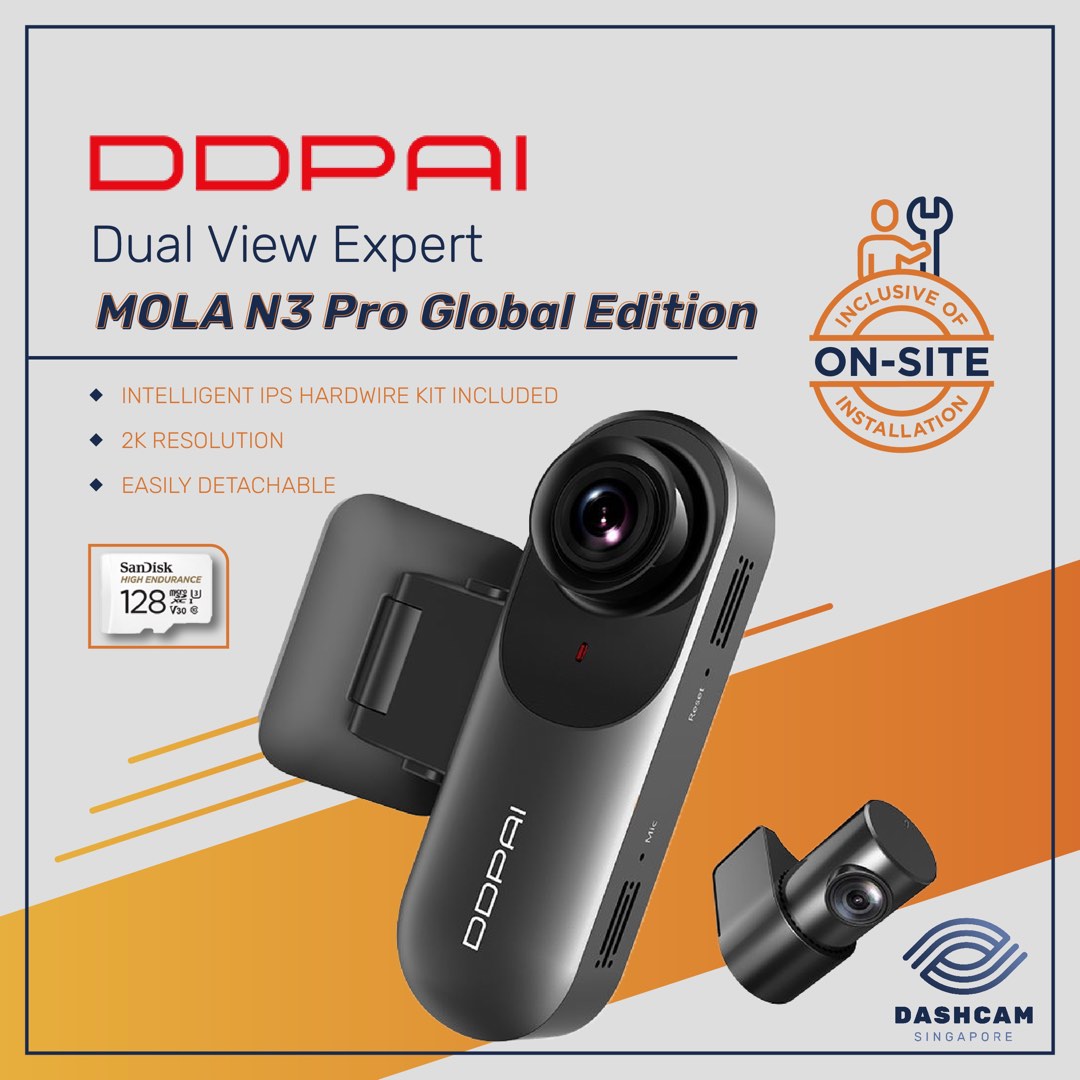 DDPAI Mola N3 Pro GPS [Global Edition] | Easily Detachable Dual Channel ...