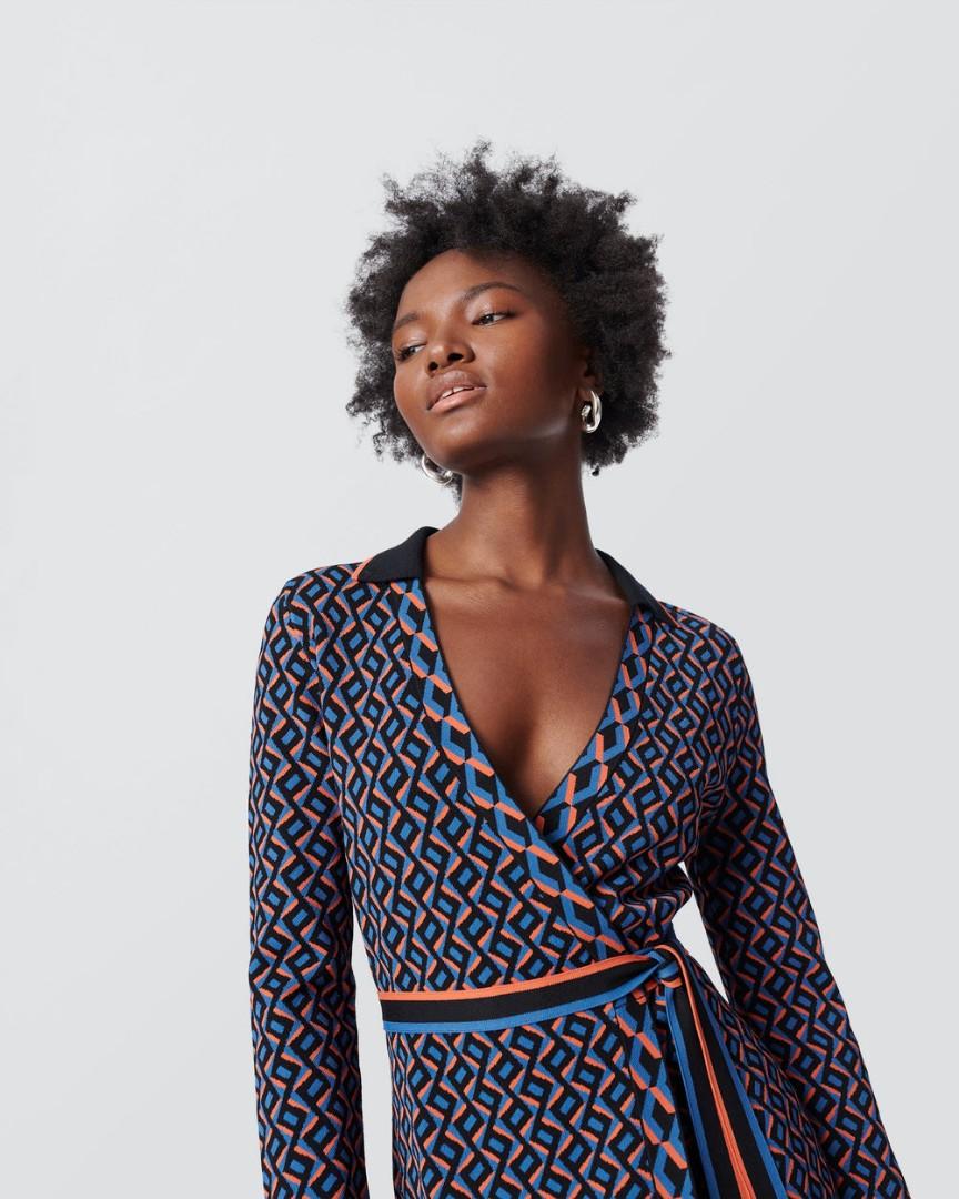 DVF Charissa Sweater Wrap Midi Dress