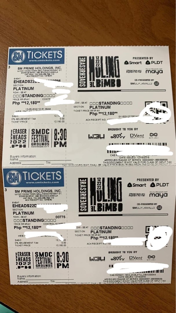 Eraserheads Concert Tickets!, Tickets & Vouchers, Event Tickets on