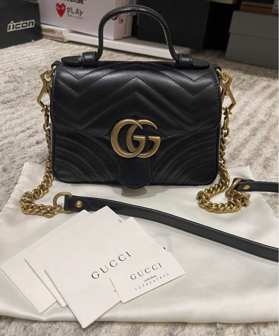 Gucci Marmont top handle Small, Luxury, Bags & Wallets on Carousell