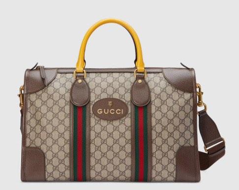 Gucci Soft Gg Supreme Web-detail Duffle Bag in Red