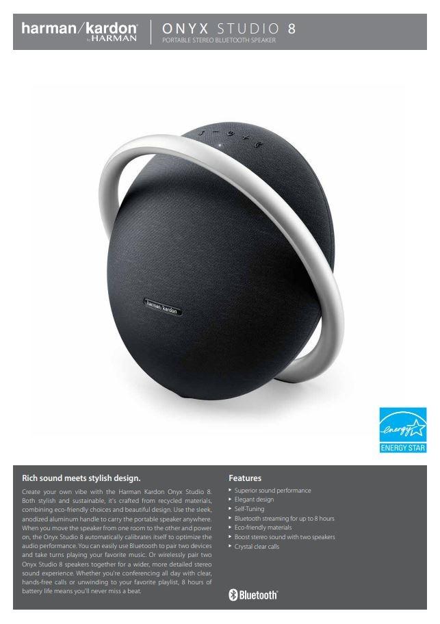 Harman Kardon Onyx Studio 8  Portable stereo Bluetooth speaker