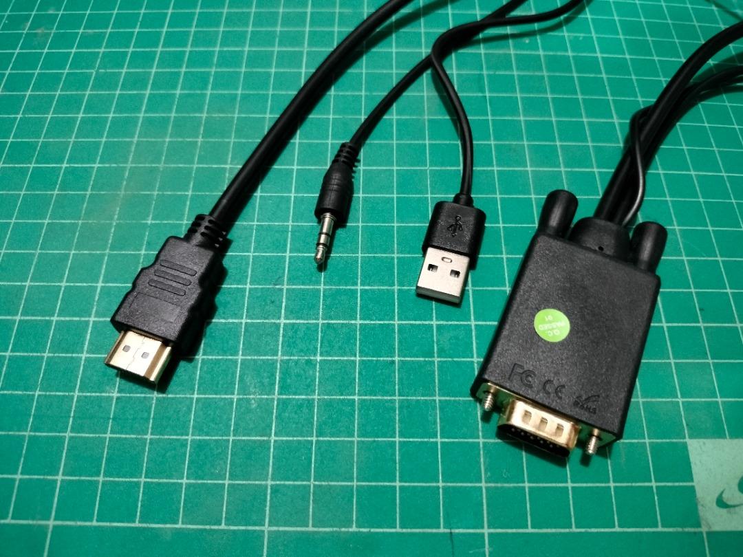 HDMI to VGA Cord Cable with Micro USB Power Adapter for PS4 PS5 XBOX