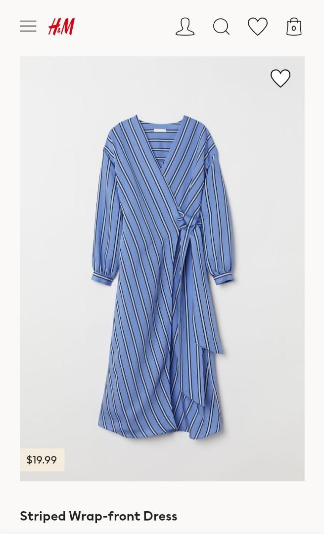 H&M stripes wrap front dress, Women's Fashion, Dresses & Sets, Dresses on  Carousell