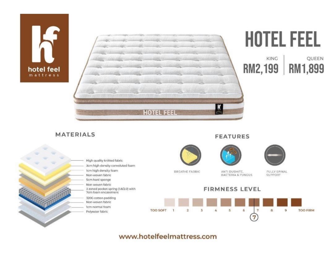 Hotel Feel Queen Size Mattress only for RM1000, Furniture & Home