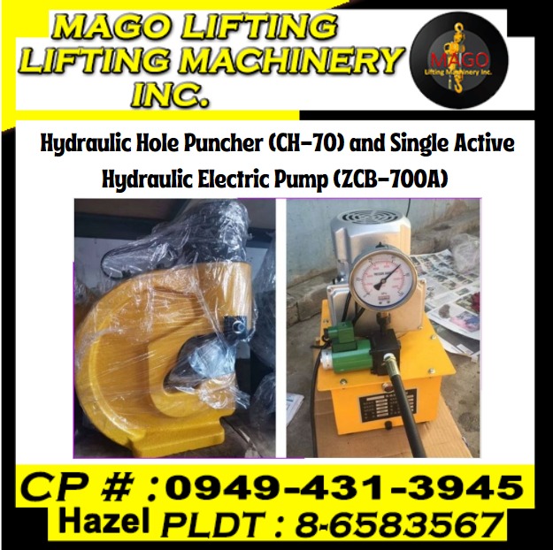 HYDRAULIC HOLE PUNCHER and SINGLE ACTIVE HYDRAULIC ELECTRIC PUMP
