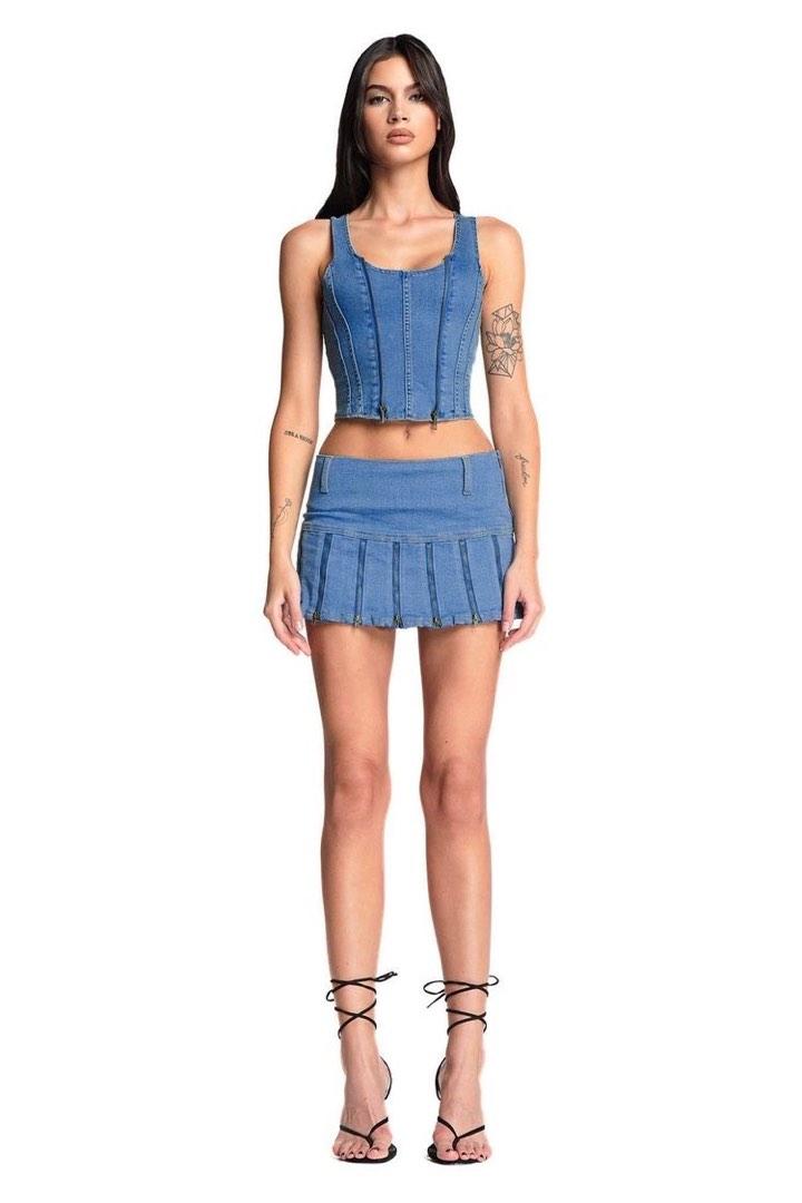 i.am.gia Coco denim corset top (Category: Others Tops) located in Butuan. Submitted by wear.next (Listing ID 1191768435, Image 1). Description: corset crop tank that has a denim construction, workable zippers on the front, a square neckline and back zip closure. Size xs Super flattering fit.