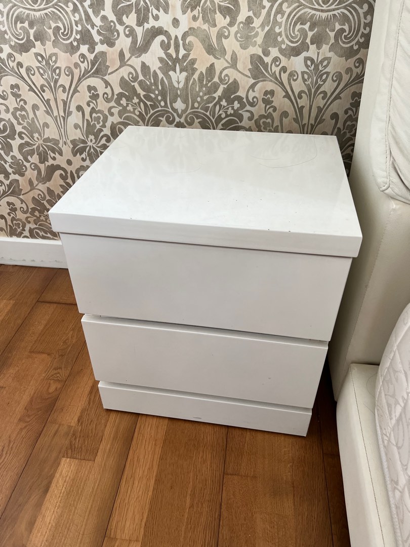 IKEA Malm chest of 2 drawer in White bedside table, Furniture & Home  Living, Furniture, Tables & Sets on Carousell