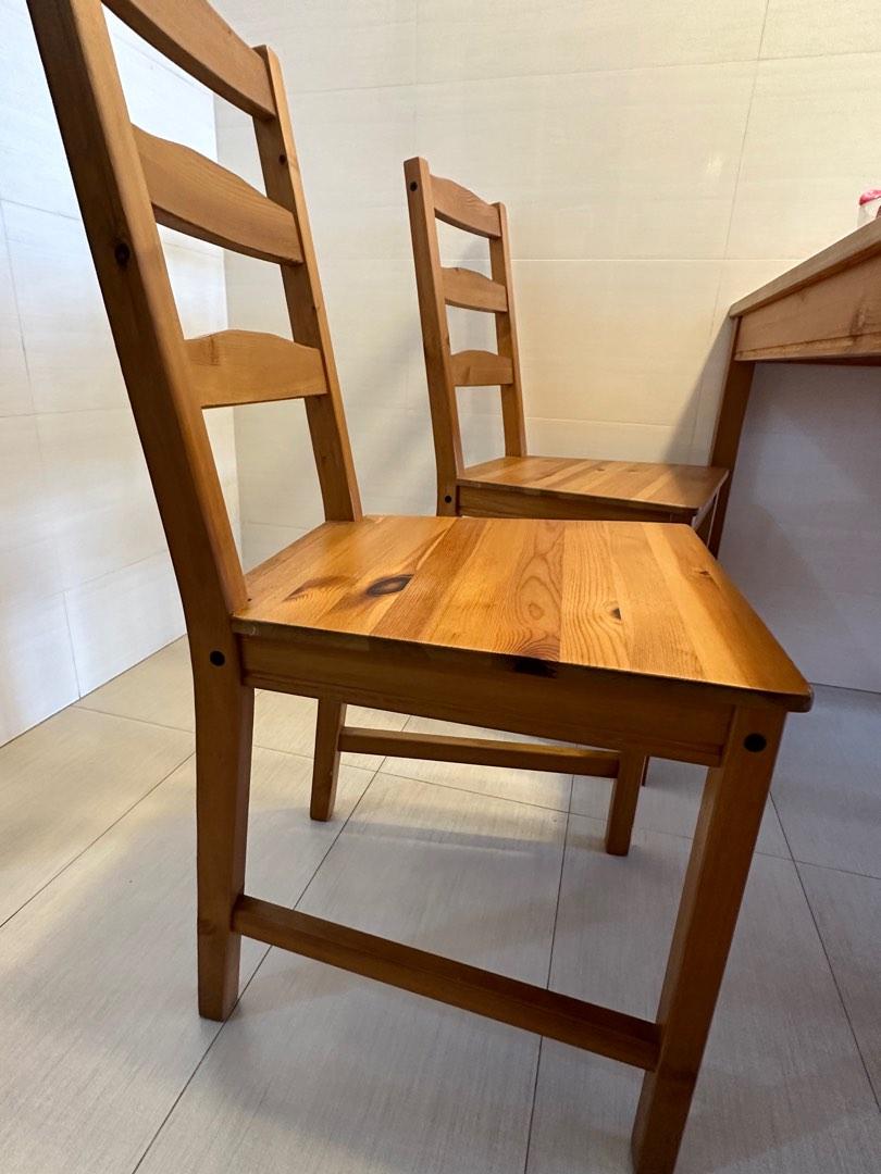 IKEA solid wood dining table and chairs, Furniture & Home Living