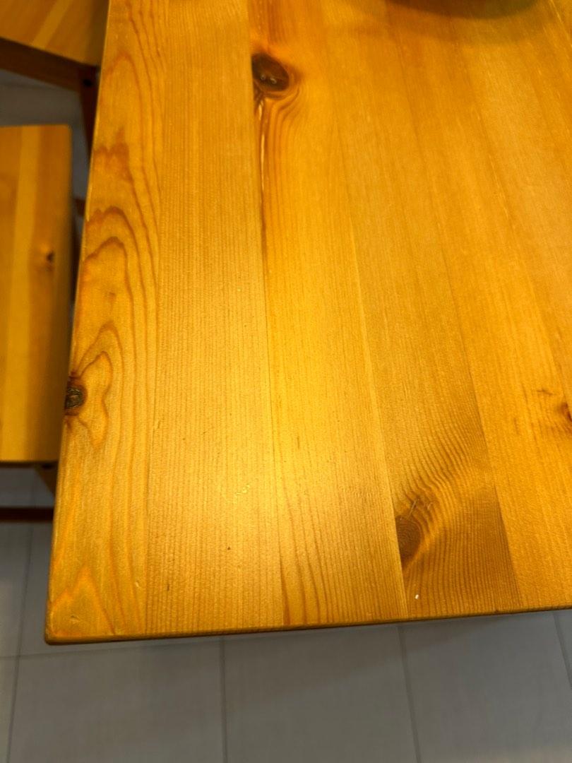 IKEA solid wood dining table and chairs, Furniture & Home Living