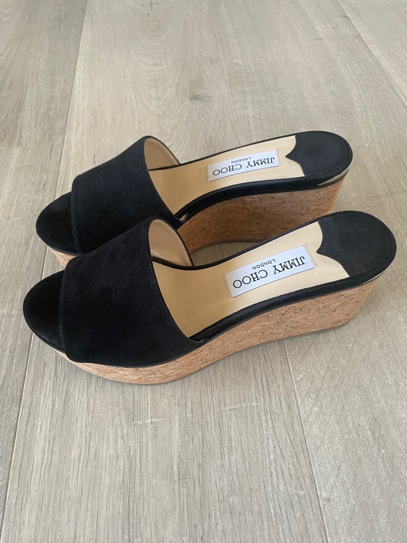Jimmy Choo Sandals DeeDee Black Suede Wedges