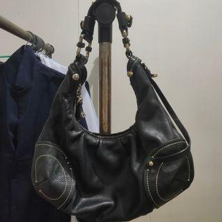 juicy couture black leather hobo shoulder bag y2k