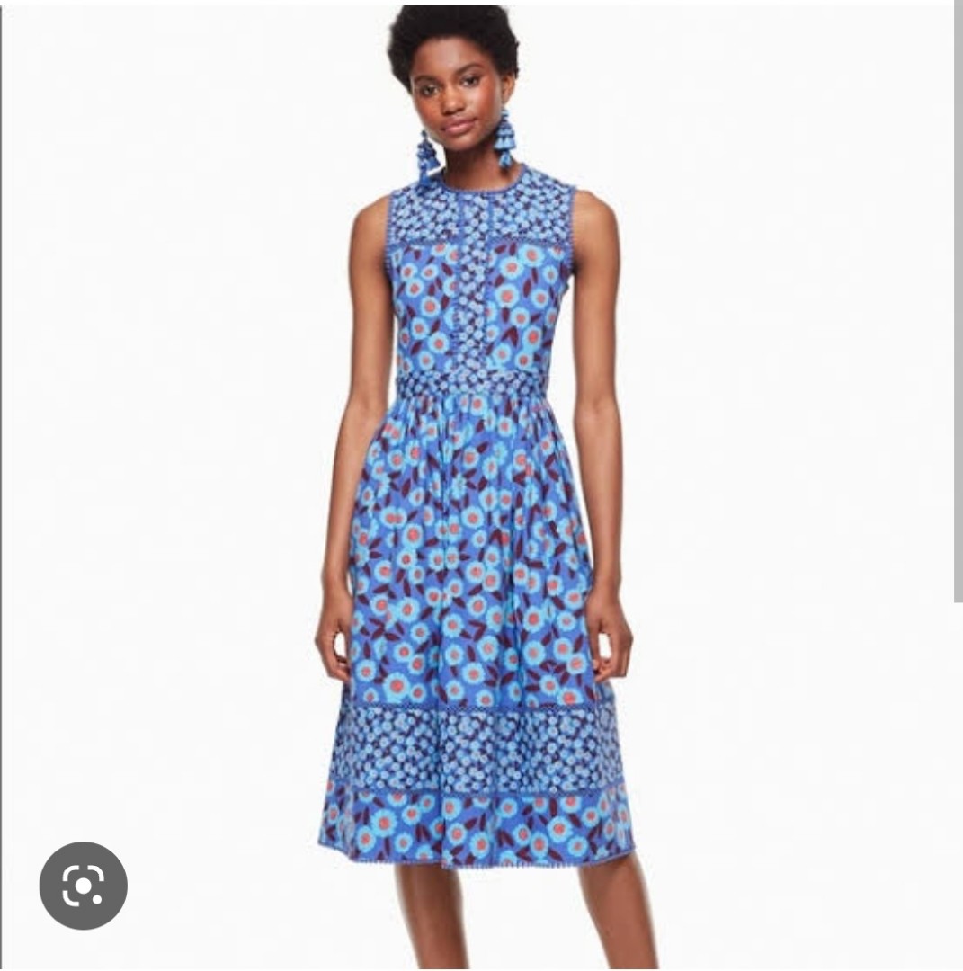 Kate Spade Tangier Floral Dress in Blue Cotton ref.677339 - Joli Closet