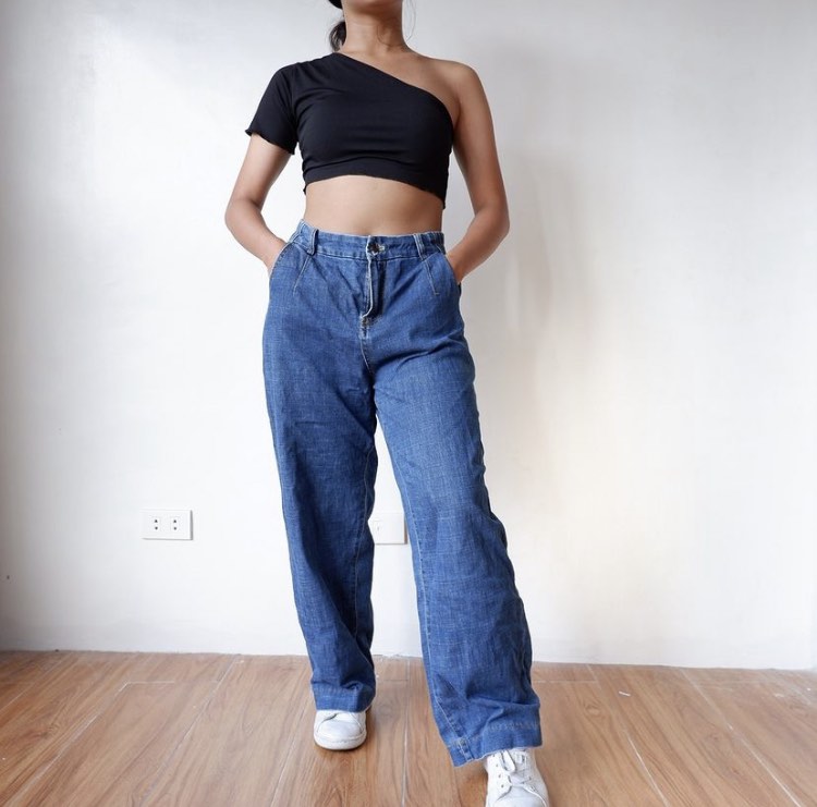 The New Aesthetic: Y2K Patchwork Wide Leg Mom Jeans