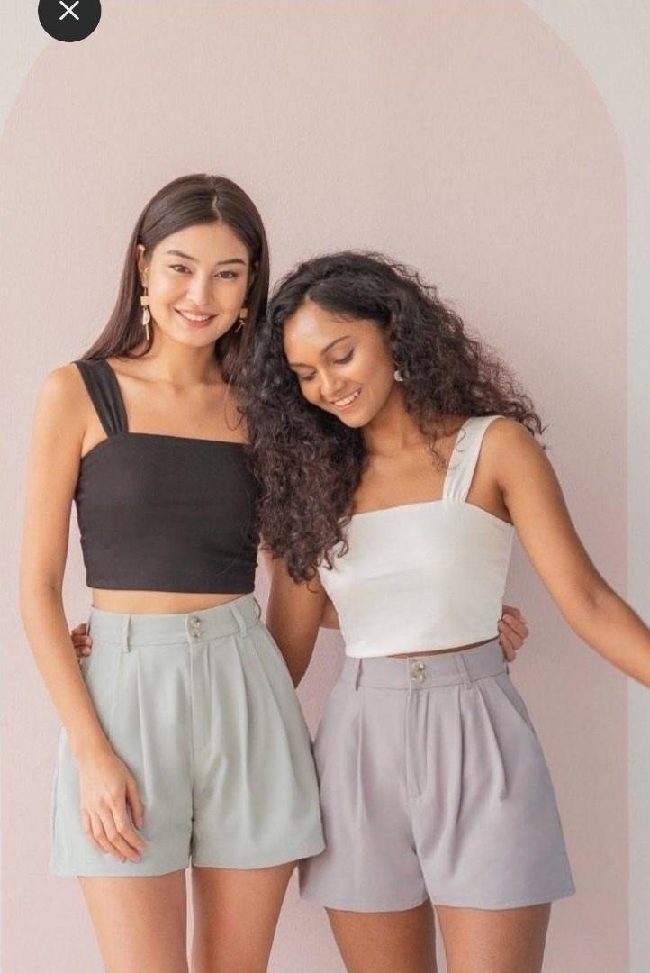 Lovet Xaviane High Waist Double Button Shorts (Seafoam), Women's Fashion,  Bottoms, Shorts on Carousell