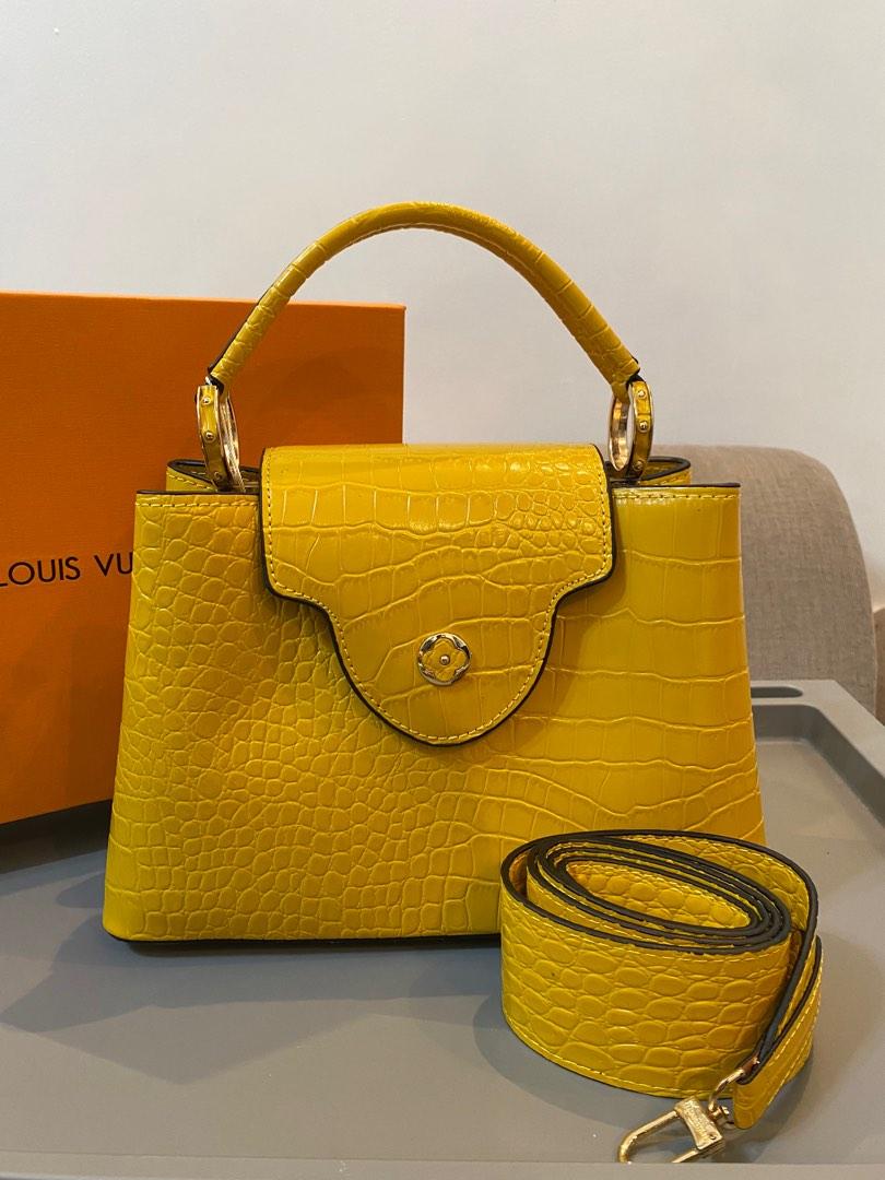 Pre-owned Louis Vuitton Capucines Crocodile Brillant Gold-tone Bb