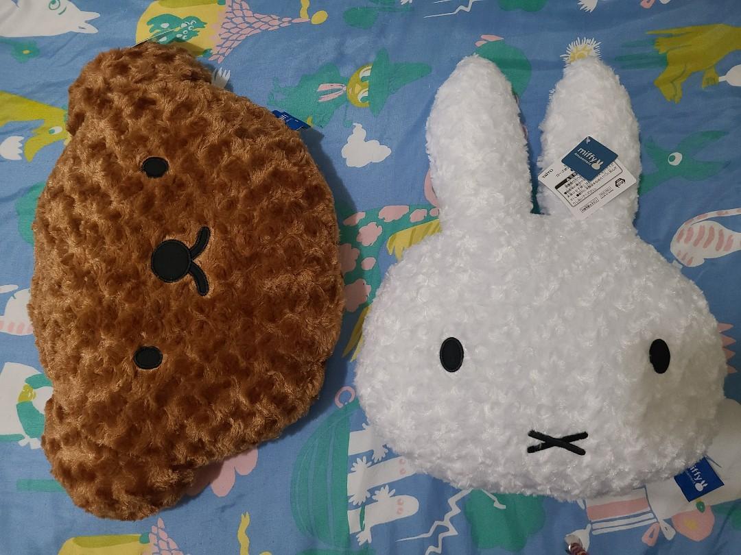 Miffy 兔米菲兔 Boris Beer 小熊玫瑰圈圈毛大頭頭形抱枕攬枕咕𠱸cushion 公仔1對 其他 其他 Carousell