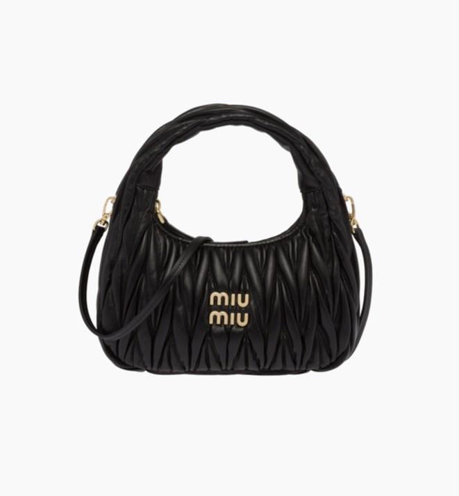 Matelassé leather mini bag miu top miu