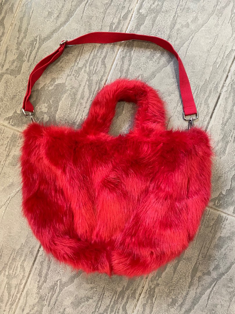 Red fluffy sale bag