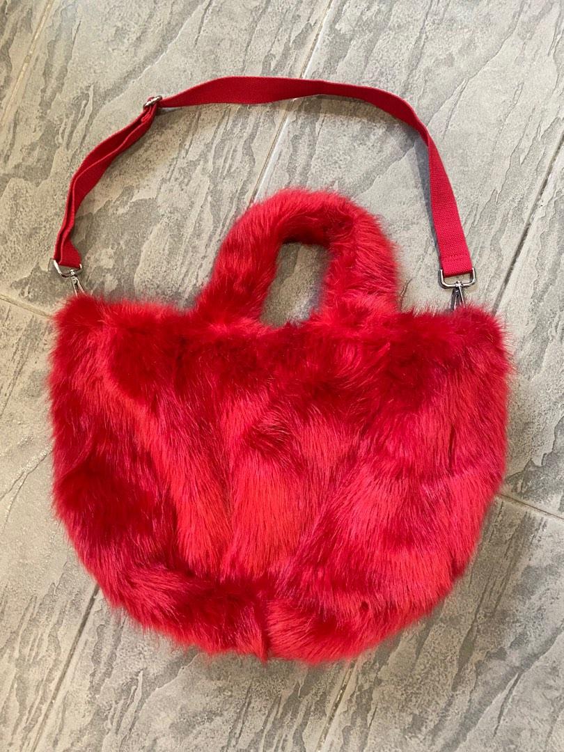 Monki Furry Red Bag Women s Fashion Bags Wallets Shoulder