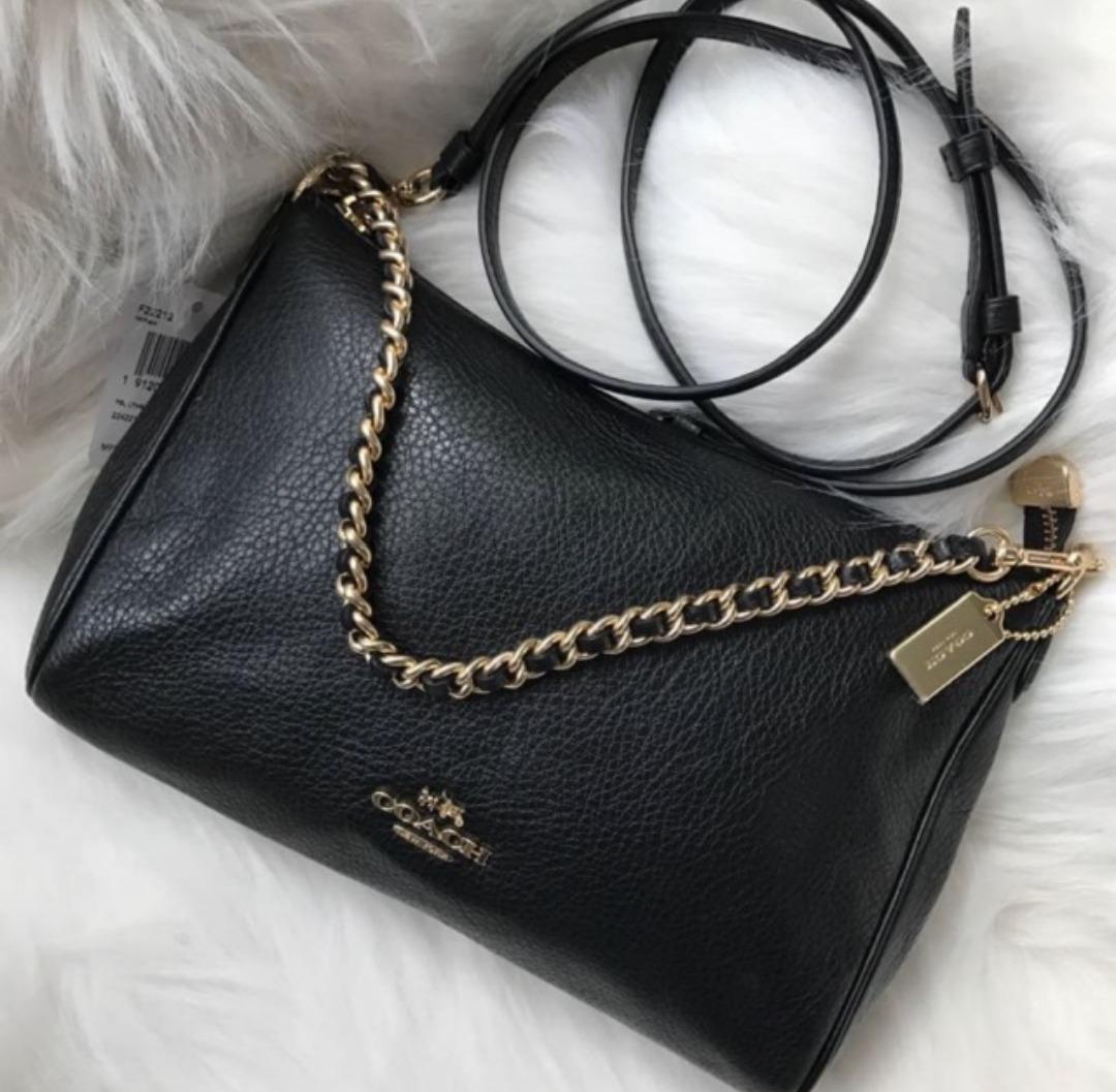 New Coach Original Limited Edition Collection Classic Black CARRIE Crossbody Chain Leather Shoulder Bag For Women Come With Complete Set Suitable for
