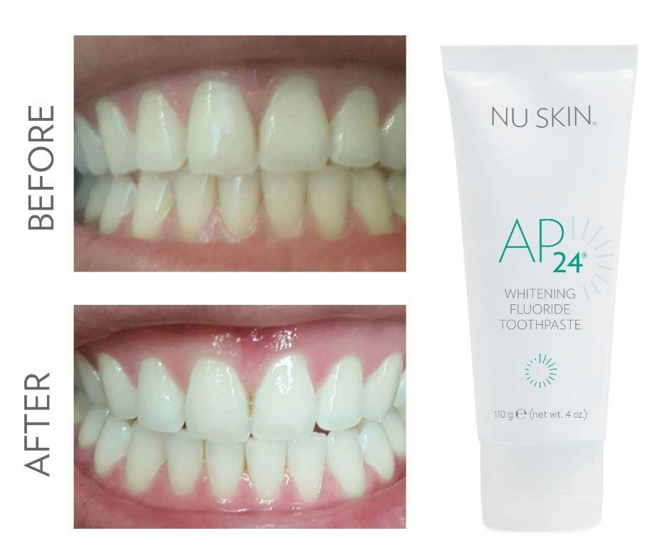 NU SKIN AP24 TOOTHPASTE (Category: Oral Care) located in Quezon City. Submitted by DECLUTTERING_PRELOVED_ITEMS (Listing ID 1191720525, Image 1). Description: whitening fluoride toothpaste vanilla mint flavor can be use 2-3 months.