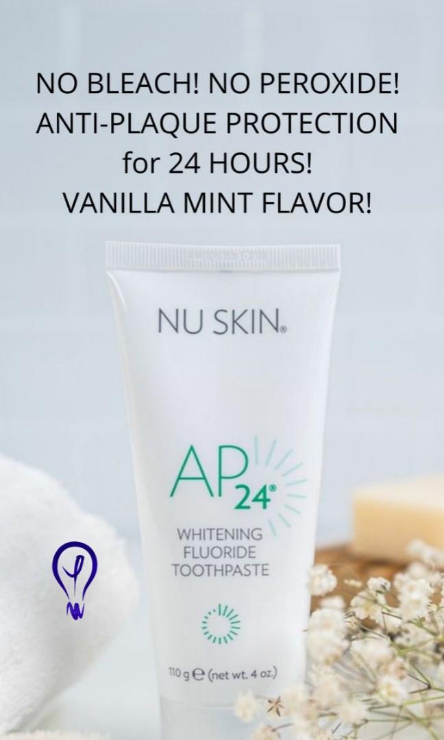 NU SKIN AP24 TOOTHPASTE (Category: Oral Care) located in Quezon City. Submitted by DECLUTTERING_PRELOVED_ITEMS (Listing ID 1191720525, Image 2). Description: whitening fluoride toothpaste vanilla mint flavor can be use 2-3 months.