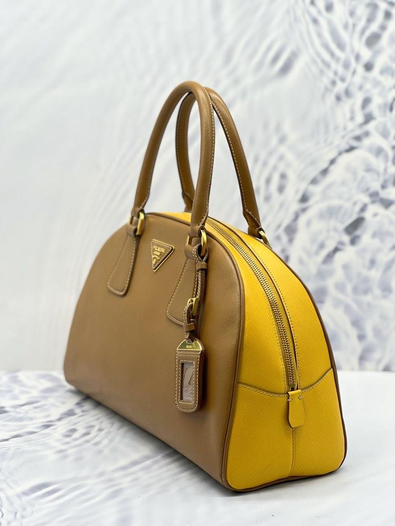 Saffiano Lux Bi-Color Bowler Bag