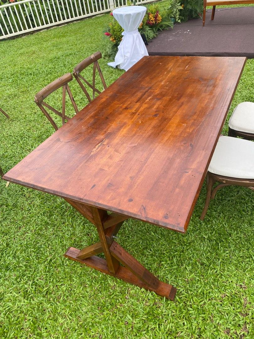 Rustic table solid wood (Category: Tables & Sets) located in Kuala Lumpur. Submitted by fadhil841230 (Listing ID 1191843902, Image 1). Description: Foldable Solid wood and heavy 6x3ft 5 units ready stock Not selling separately Self collect seri kembangan.