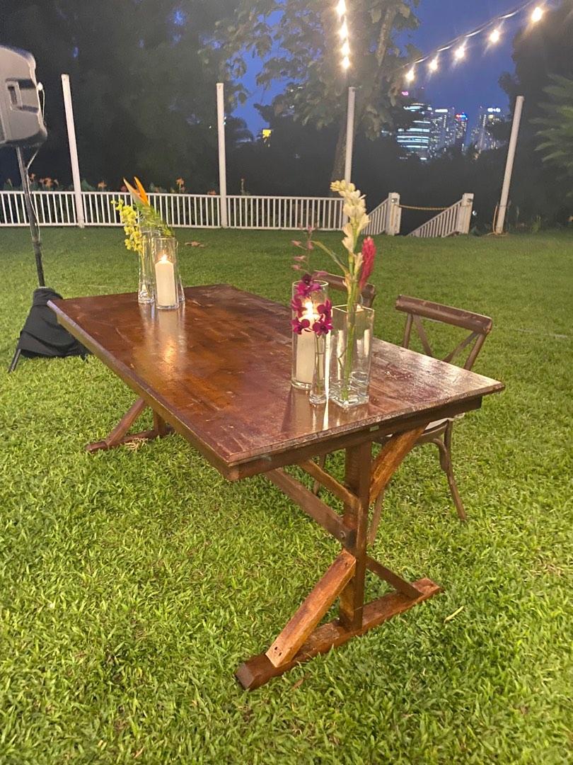Rustic table solid wood (Category: Tables & Sets) located in Kuala Lumpur. Submitted by fadhil841230 (Listing ID 1191843902, Image 3). Description: Foldable Solid wood and heavy 6x3ft 5 units ready stock Not selling separately Self collect seri kembangan.