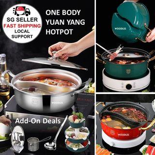 32CM Stainless Steel Rotating Hot Pot Steamboat Basin Bowl Shabu Shabu Soup  Pot