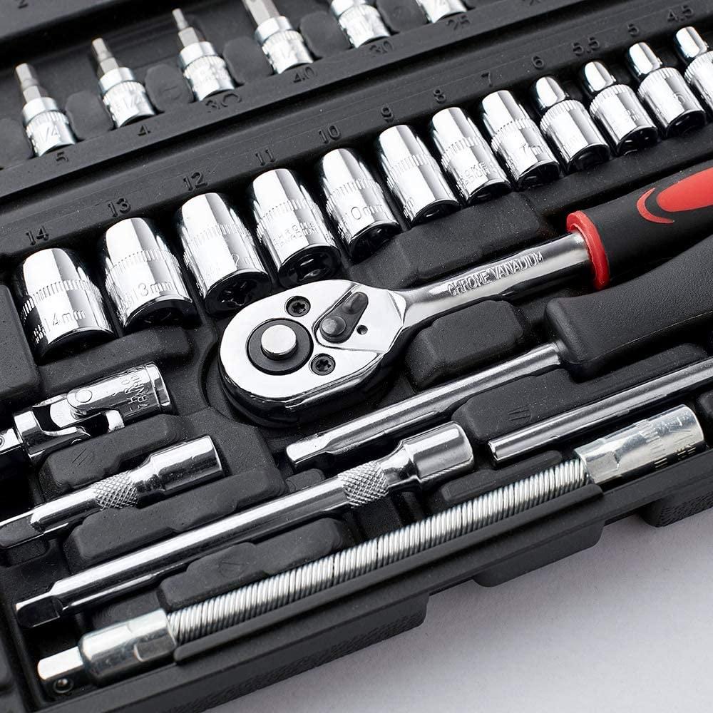 53 Piece 1/4 Inch Drive Socket Wrench Set With Ratchet & Toolbox - For Car Repair And Home DIY - View #3