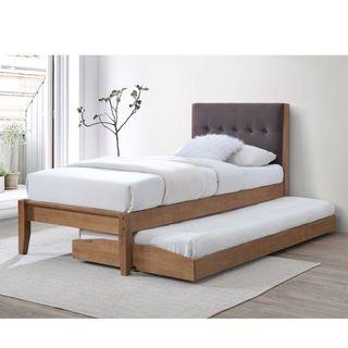 Solid Wooden Trundle Bed with Pullout