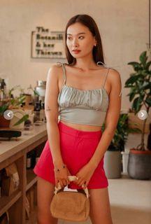 liu Supergurl Rae Ruched Satin Top
