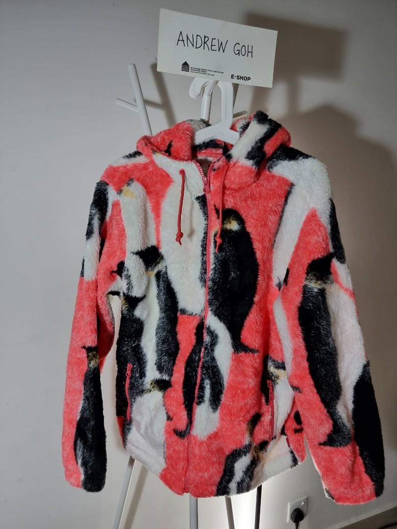 Supreme Penguins Hooded Fleece Jacket Pink, Women's Fashion, Coats ...