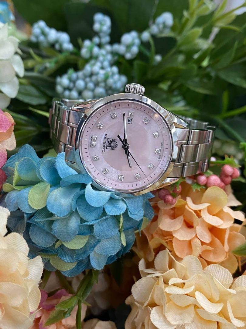 TAG HEUER CARERRA DIAMOND PINK MOTHER OF PEARL REF WV1417 27MM
