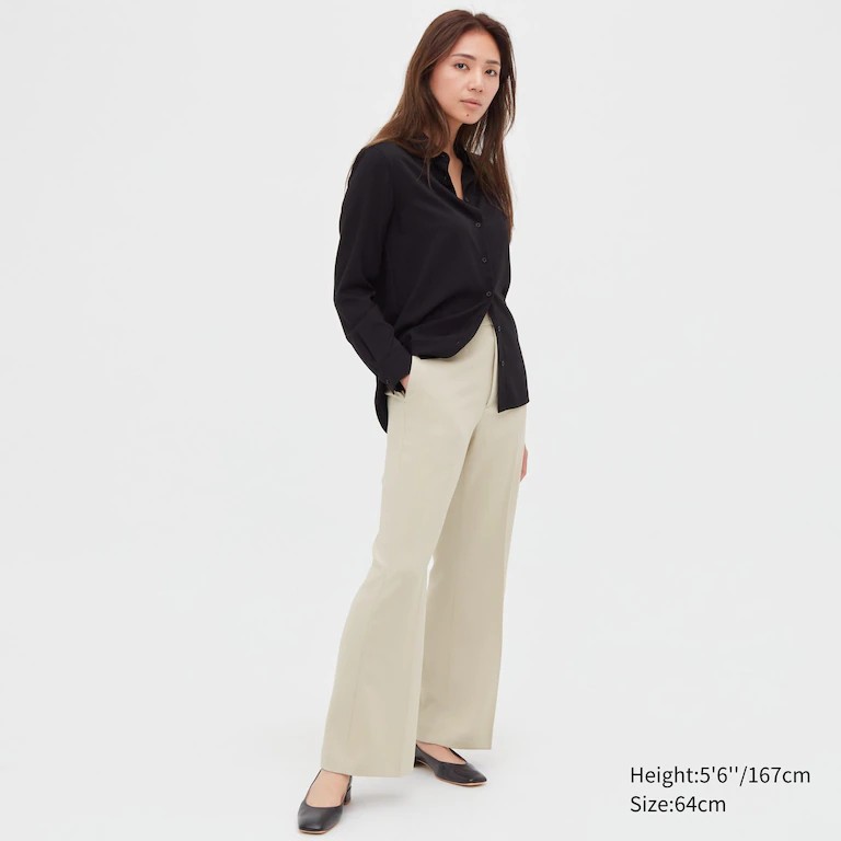 Uniqlo Draped Flared Pants 55cm, Women's Fashion, Bottoms, Other ...