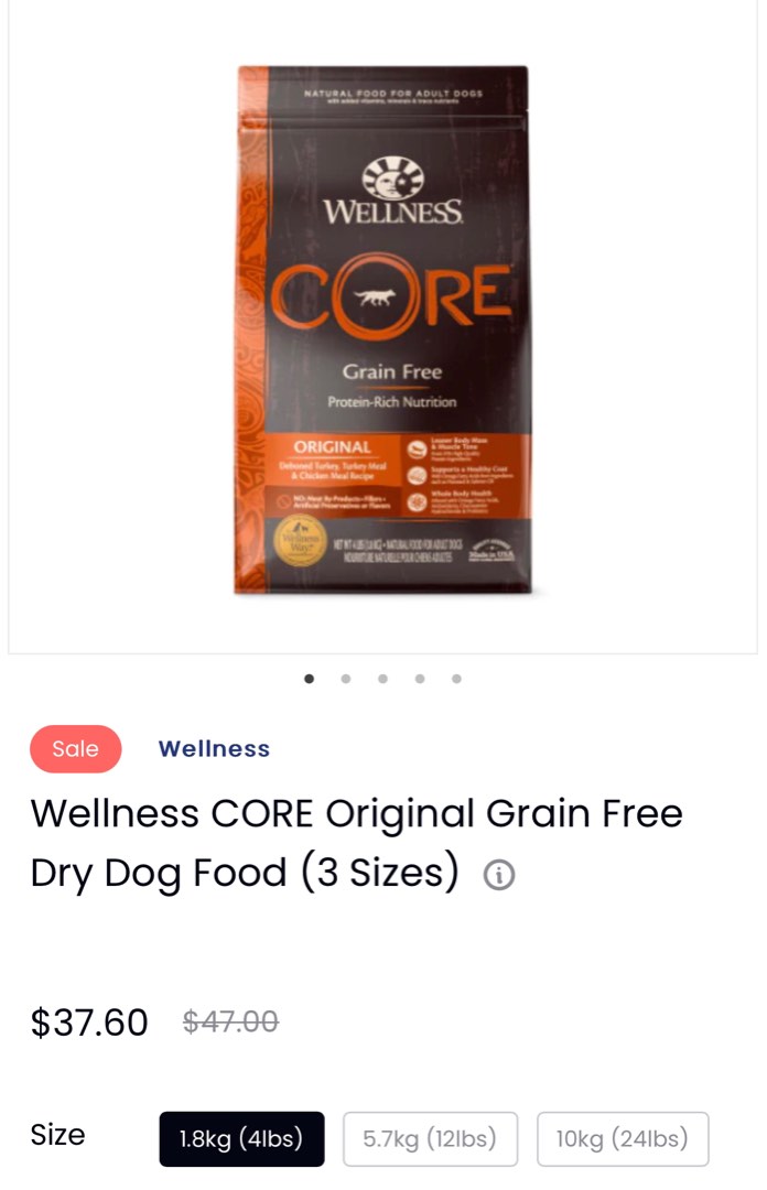 WELLNESS CORE DOG DRY FOOD, Pet Supplies, Pet Food on Carousell