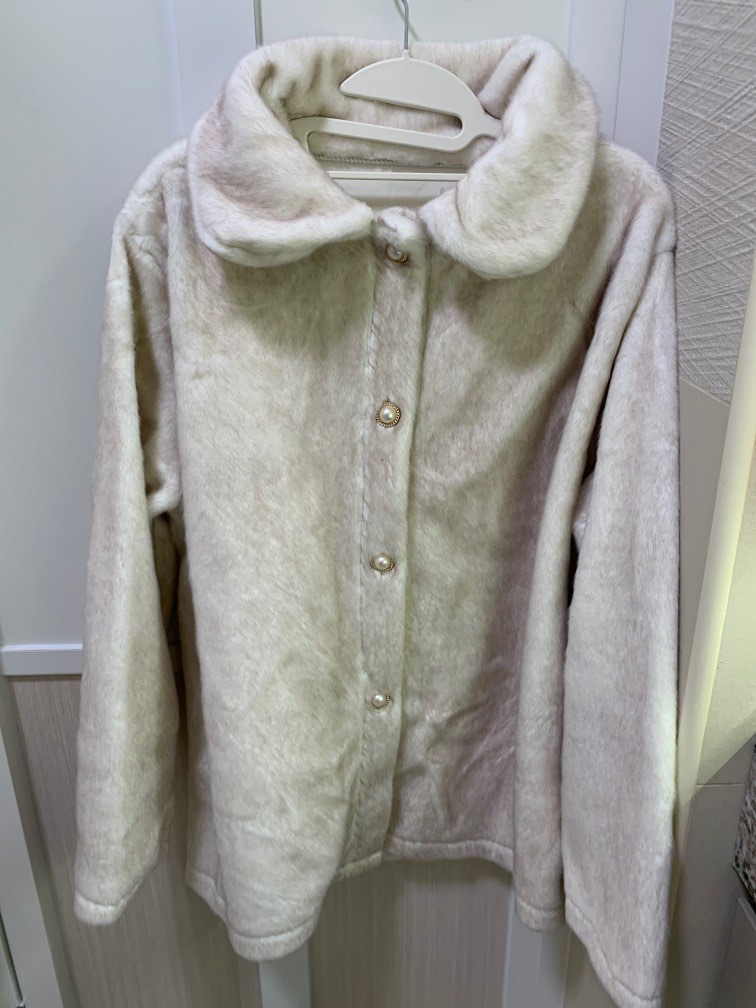 Furry beige sales jacket