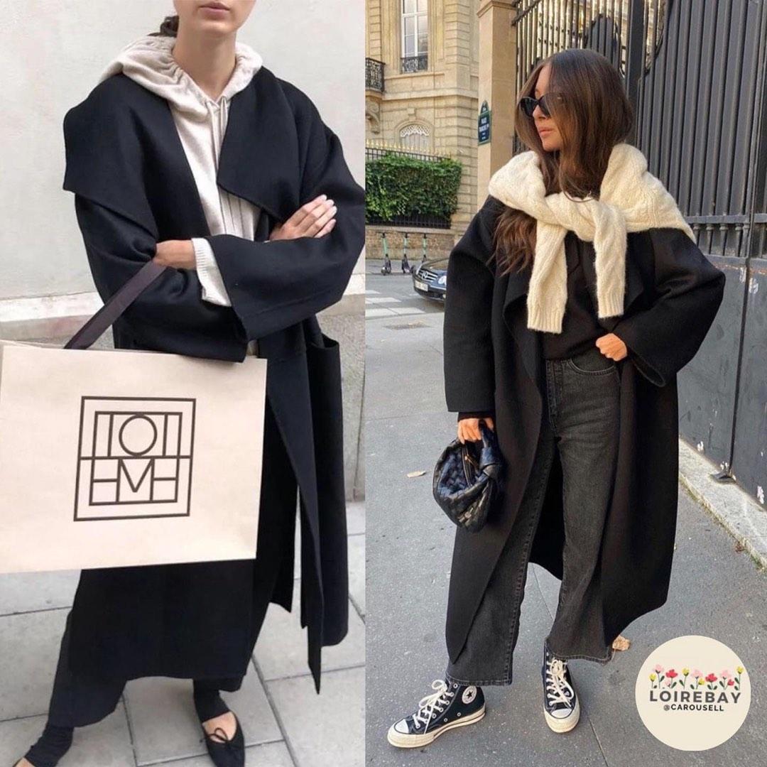 XXS XS S Toteme signature Annecy black wool blend coat