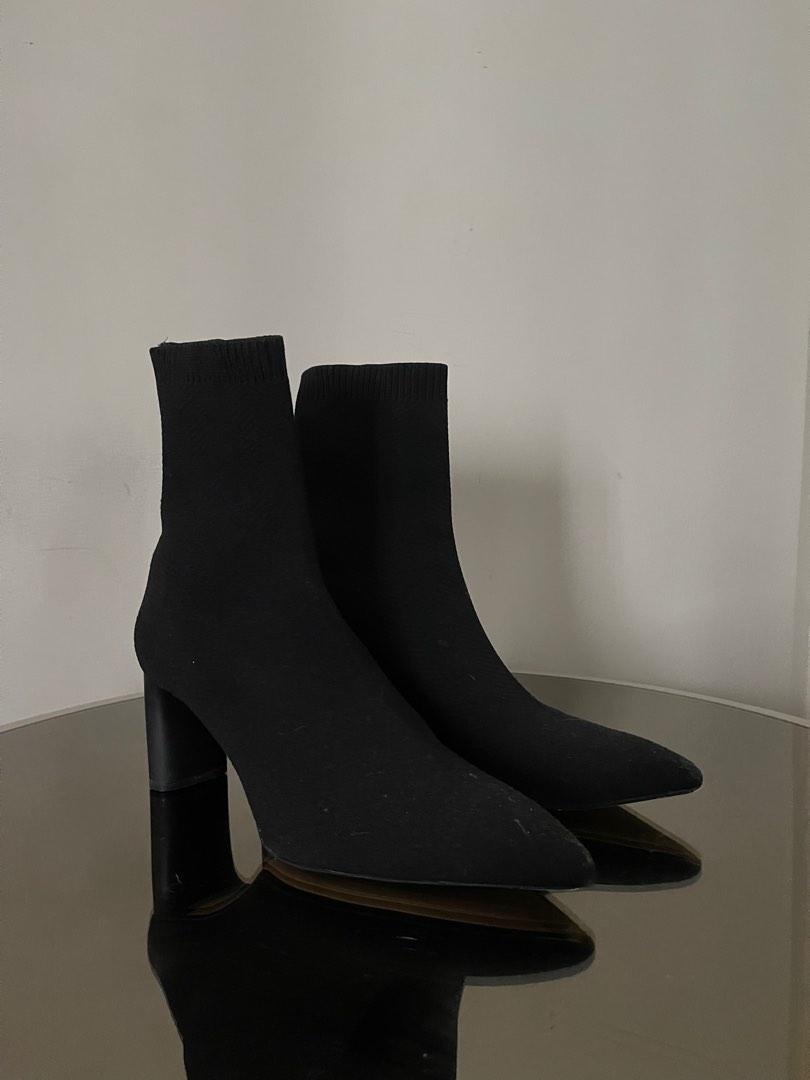 Zara Black Sock Boots, Women's Fashion, Footwear, Boots on Carousell