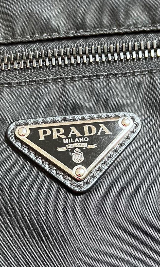 100% Authentic Prada Bandoliera Tessuto + Saffiano in black color Sling  Cross Bag with silver hardware