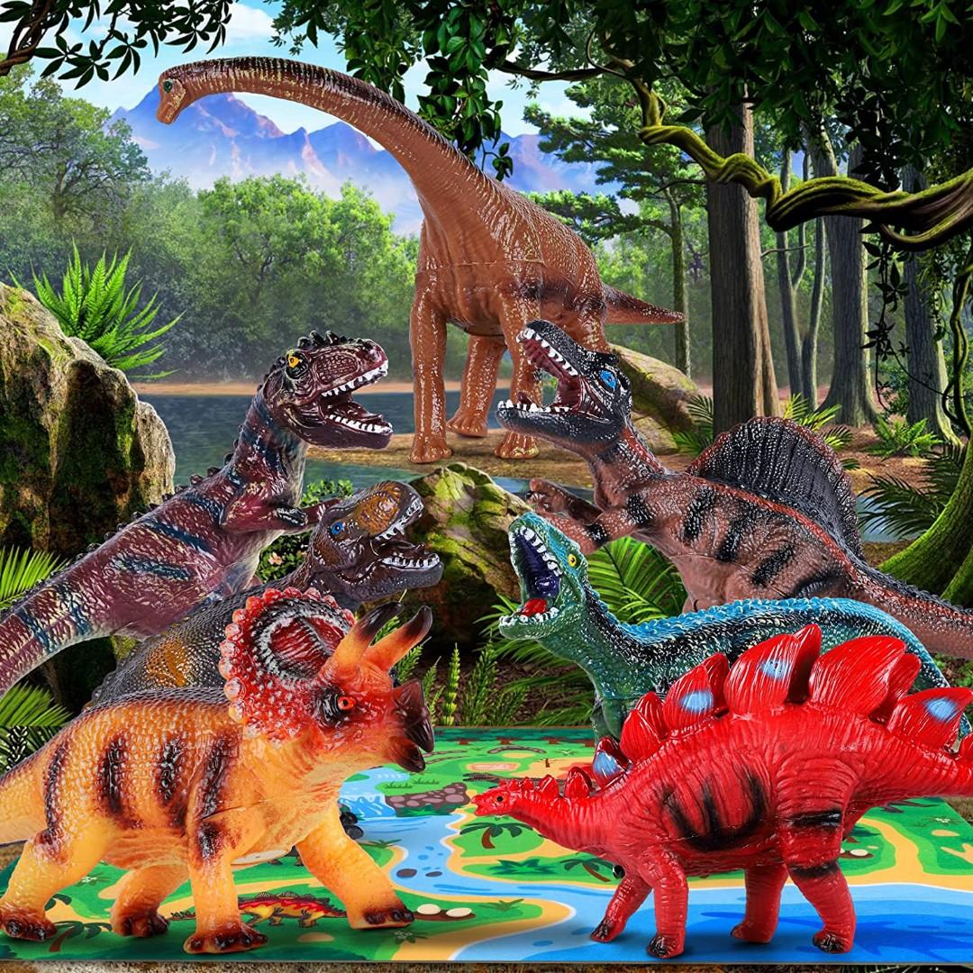 7 Piece Dinosaur Toys for Kids 35 57 with Mat Large Soft Realistic Dinosaur Figures Includes